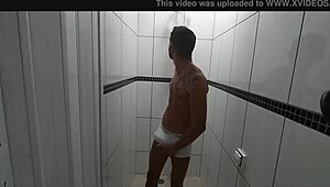 I see Gabriel Victor having bareback orgasm outdoors.