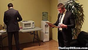 Muscular office workers have intense gay sex marathon