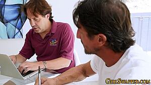 bikini stepteen gets rammed by big cock in taboo group scene