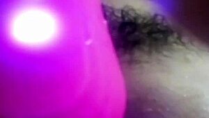 Mature milf masturbates shaved pussy with toys in live phone shower session