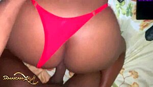 doggystyle fucking caribbean babe's big ass in red underwear