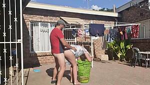 outdoor fucking while hanging laundry? so hot!