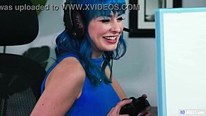 Gamer girl gets face sat by girlfriend in hot lesbian sex