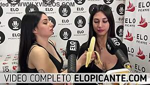 Mielcita And Almendra Suck The Banana With Cream And Swallow It
