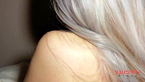 Curvy Blonde Stepmom with Blue Eyes Stays Warm Naked in Winter