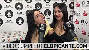 Mielcita And Almendra Suck The Banana With Cream And Swallow It
