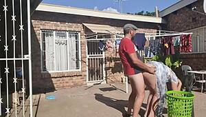 outdoor fucking while hanging laundry? so hot!