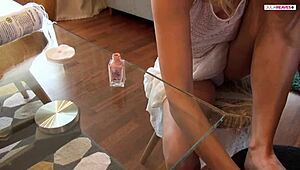 Jasmine's sensual foot play leads to a powerful climax