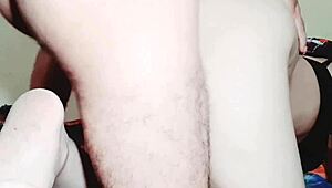 Intense fingering of clear pussy close-up with monster cock.