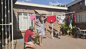 outdoor fucking while hanging laundry? so hot!