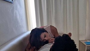 blonde latina friend tries homemade blowjob with big cock