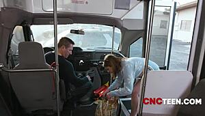 ginger got freeused in a wild bus ride with chubby threesome action