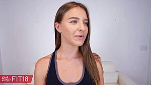 Gorgeous 18-Year-Old Ukrainian Sissy Moore FUCKED HARD by Agent in Yoga Pants!