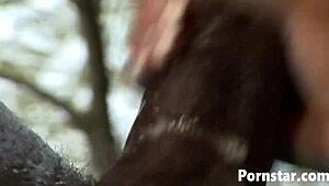 Anna Nova Sucks Big Black Cock in Outdoor Scene