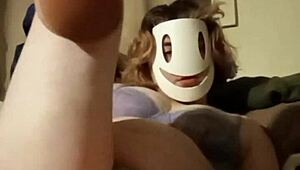 Amateur in Purple Lace Shows Feet