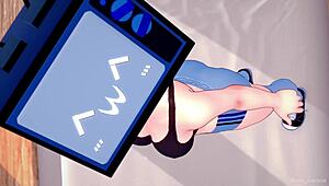 TV woman quick action in sports clothes