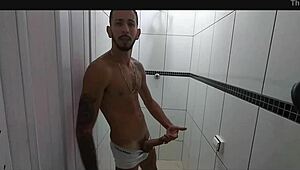 I see Gabriel Victor having bareback orgasm outdoors.