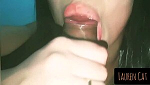 brunette babe bound in bondage deepthroats and swallows cum