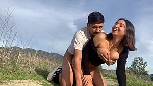 Busty Latina goddess Hailey Rose drilled hard in public park!