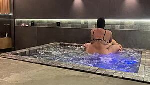 caught a stunning brunette from behind for an intense ride
