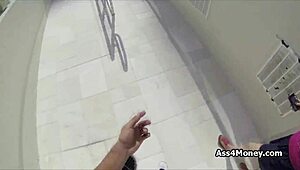 Broke Teen Goes From Payphone To Sucking Cock Outdoors In POV