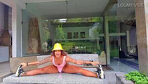 Latina Teacher Leads Stretching Class with Natural Tits and Big Ass