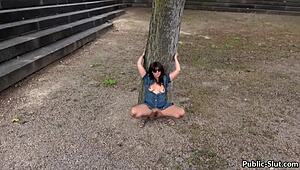 Public sex in the city with slutwife marion doggystyle facial