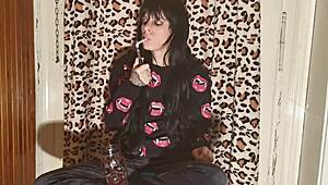 smoking goth girl relaxes backstage 😌