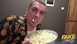 Fake hostel spanish couple cuckold girlfriend has squirt orgasm