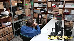 horny bbw gets caught stealing and pounded hard in the office