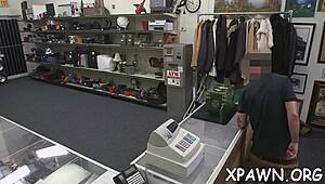 Big dude roughly pushes large rod into amateur's wet pussy