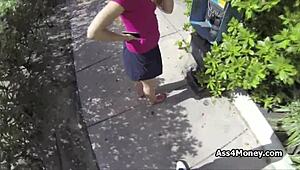 Broke Teen Goes From Payphone To Sucking Cock Outdoors In POV