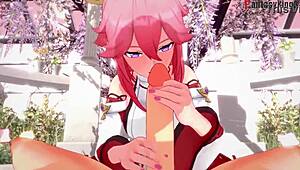 yae miko sucking pov in genshin impact fantasy promo 😏