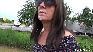 Public sex in the city with slutwife marion doggystyle facial