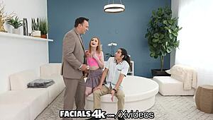 Kızıl Küçük Memelerine Sızan Facial Verin Diyor