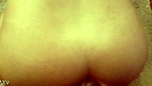 black top cums on white bottom's ass in interracial scene