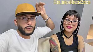 beautiful tattooed girl starts her career as a porn actress giving me an incredible deepthroat blowjob