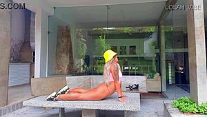 Latina Teacher Leads Stretching Class with Natural Tits and Big Ass