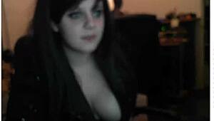 Sexy girl with big boobs gets nipple piercing from emmo girl