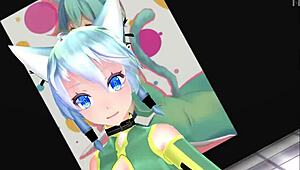 Sinon from sword art online with big tits in anime hentai