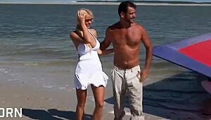 Classic blonde with big tits drilled hard in her rear.