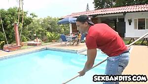 mature slut fucks young 18+ guy hard in amateur latina threesome. they explore tits and asses in spanish european style