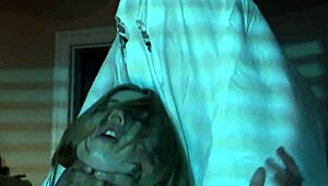 halloween sexy nued girl on bed with hairy boobs