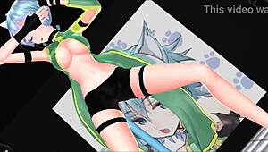 Sinon from sword art online with big tits in anime hentai