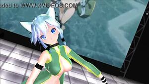 Sinon from sword art online with big tits in anime hentai