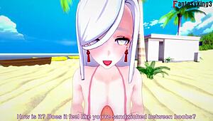 Watch Shenhe give explosive bikini blowjob and titijob POV!