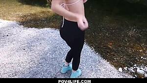 Very Cute Teen Riley Star Amateur POV Fucking Boyfriend Outdoors!