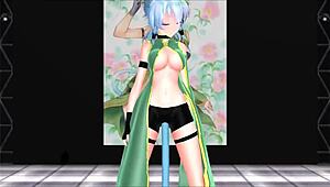 Sinon from sword art online with big tits in anime hentai