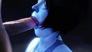 Cortana Gives Intense Blowjob In Hentai