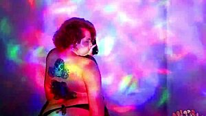 Plump BBW Goddess Dances Naked, Oiled Striptease